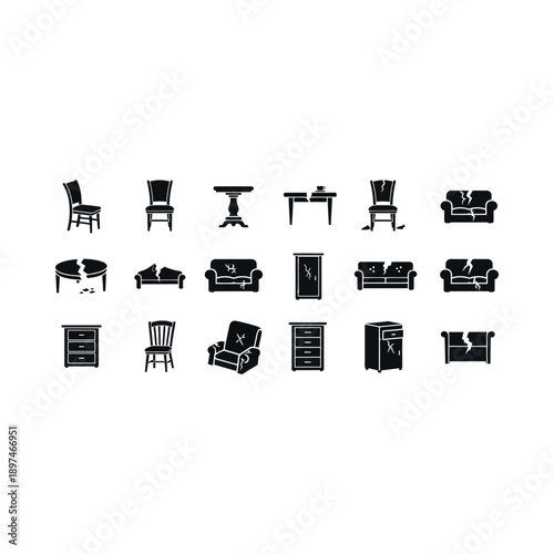 The set of furniture icons includes various pieces.