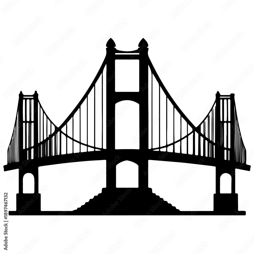 Fototapeta premium Golden Gate Bridge silhouette. bridge vector