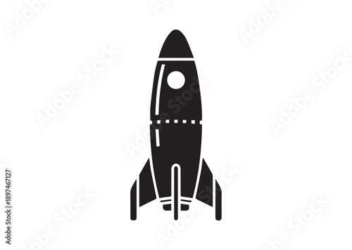 Spaceship Icon, Editable Solid Vector Illustration