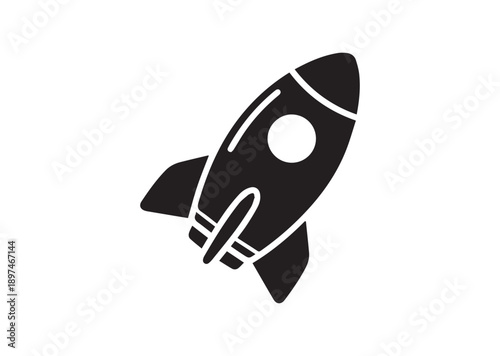 Spaceship Icon, Editable Solid Vector Illustration