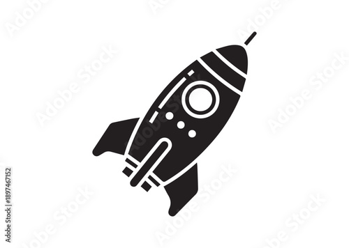 Spaceship Icon, Editable Solid Vector Illustration