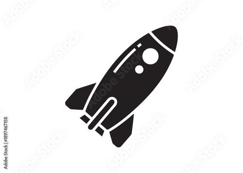 Spaceship Icon, Editable Solid Vector Illustration