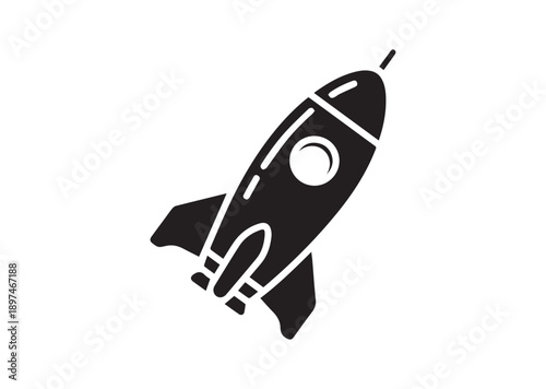 Spaceship Icon, Editable Solid Vector Illustration
