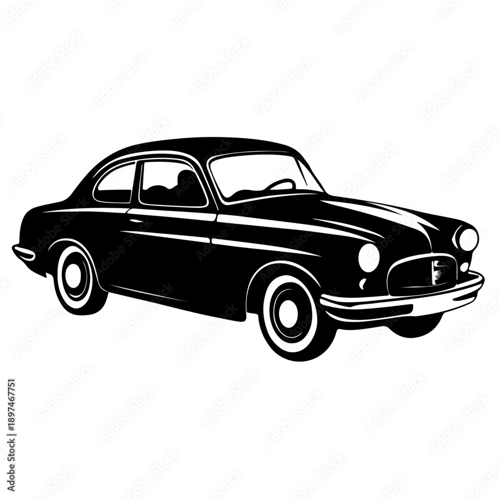 Obraz premium Hotrod classic Black car vector silhouette