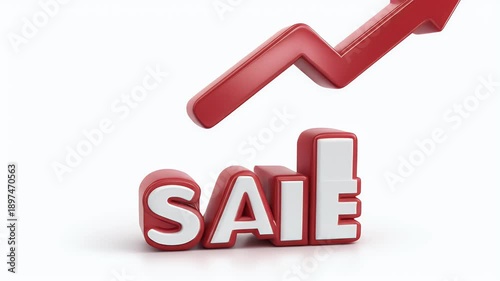 Sales Growth Concept with Red Arrow and Sale Word.