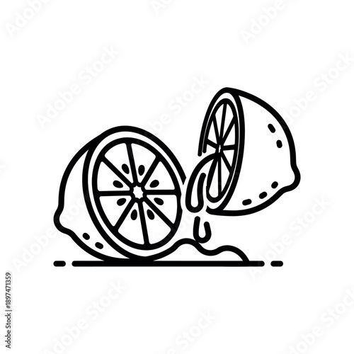 Fresh lemons are squeezed for juice illustration