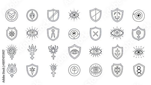 Esoteric Symbols Collection: Shields, Eyes, Alchemy & Mystical Icons