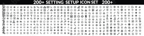 Setting & Setup icon set. Containing Configuration, option, settings, control , and more. editable stroke. vector illustration
