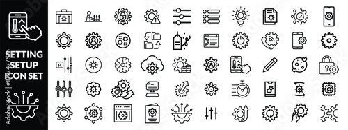 Setting & Setup icon set. Containing Configuration, option, settings, control , and more. editable stroke. vector illustration