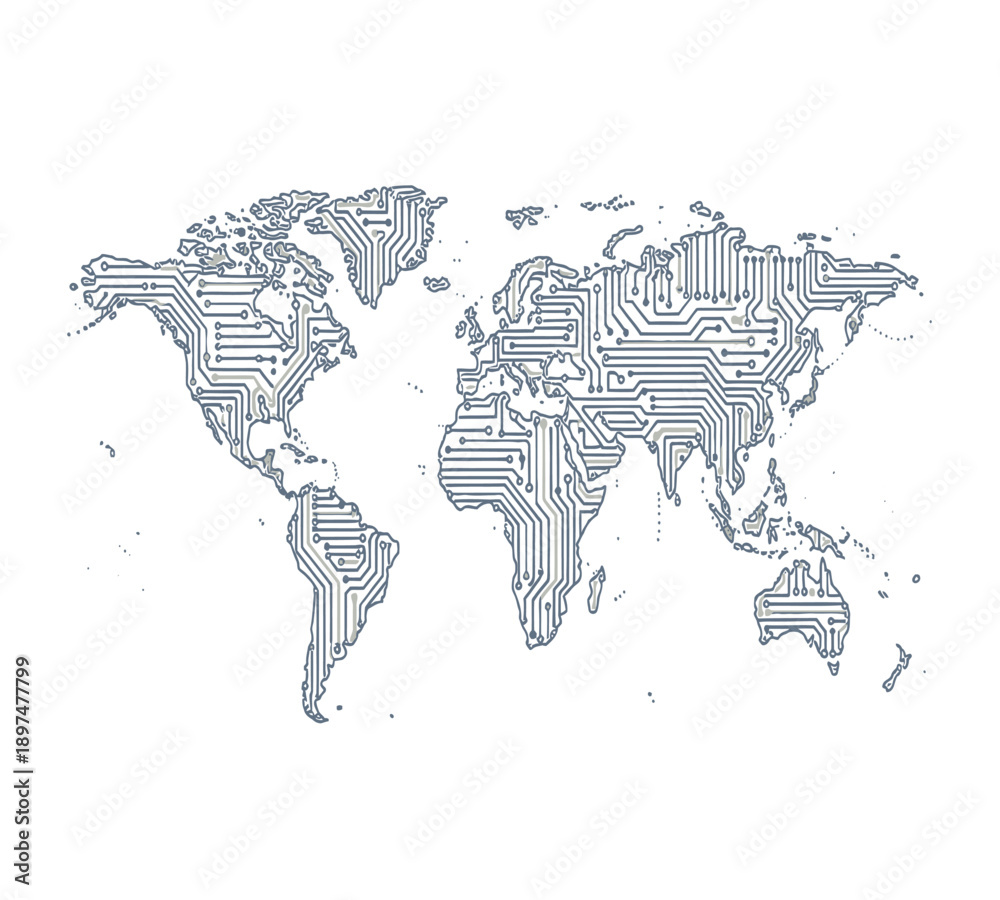 Obraz premium Global Fintech Network and Digital Banking Vector Template