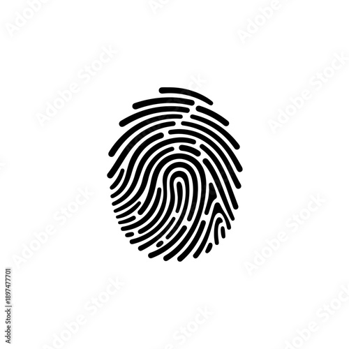 Detailed black fingerprint vector illustration. human biometric identification, security, privacy, and data protection icon for digital authentication and access control concepts.