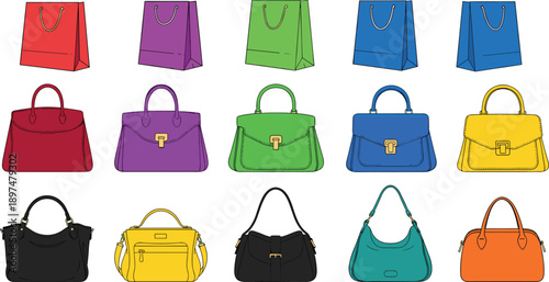 Happy Family Silhouette Set Featuring Father Mother and Two Children Cheering with Arms Raised for Summer Vacation and Togetherness Concept