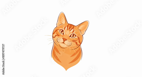 Charming orange tabby cat with bright eyes and a curious expression, rendered in a stylized artistic manner