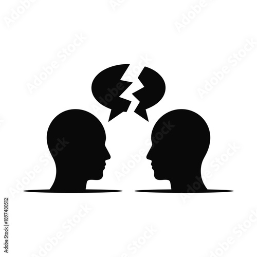 Two people arguing with a lightning bolt between their heads isolated on white background, Vector, illustration