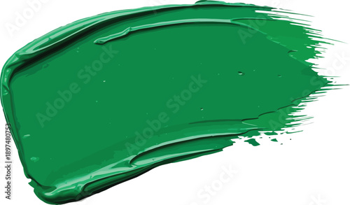 Vibrant green paint brush stroke isolated on transparent background