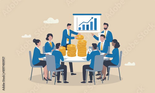 Investment, bigger, money growth or profit and earning concept, businessman hand put dollar coin on investment bank 