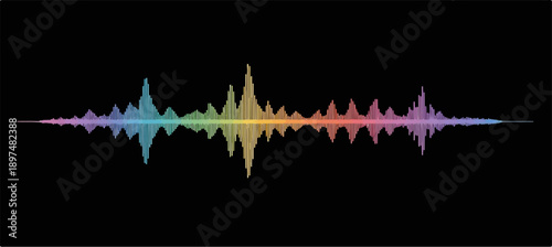 Vibrant, abstract sound wave visualization in a spectrum of colors