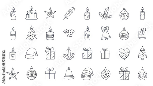 Christmas Icons Set: Festive Symbols Hand-Drawn Style