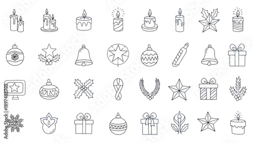 Christmas Icons Set: Hand-drawn Holiday Symbols for Design and Decoration
