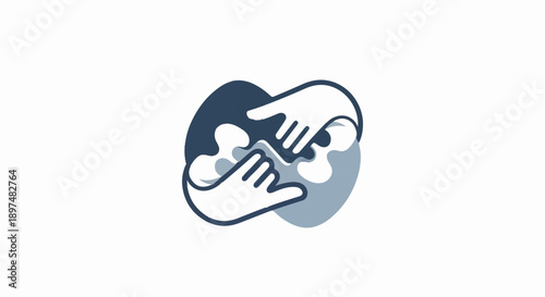 Intertwined hands form abstract puzzle shapes, symbolizing connection and unity