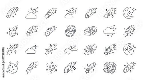 Cosmic Icons: Meteor Showers, Galaxies, and Celestial Bodies Collection