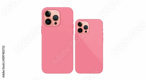 Two sleek, pink electronic device protective cases, one larger than the other, showcase their camera modules