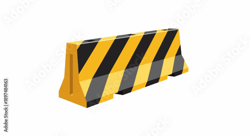 Yellow and black striped traffic barrier with angled design