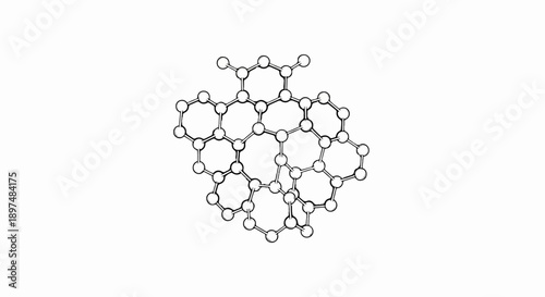 Black and white sketch of a hexagonal molecular structure