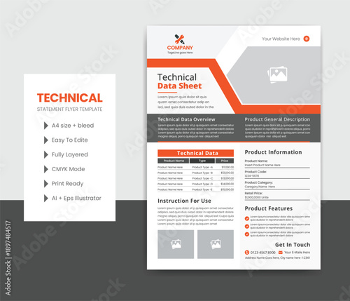 Technical Data Sheet Flyer Template Design