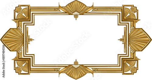 Elegant golden decorative border with fan motifs and sharp geometric lines