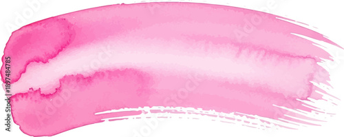 A broad, horizontal watercolor brush stroke in varying shades of pink