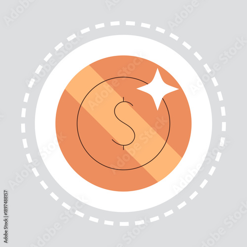 Golden metal money, dollar money cents, dollar symbols on coins, cash savings, gold coins, american currency, earnings and savings, income, finance bonus flat vector illustration.