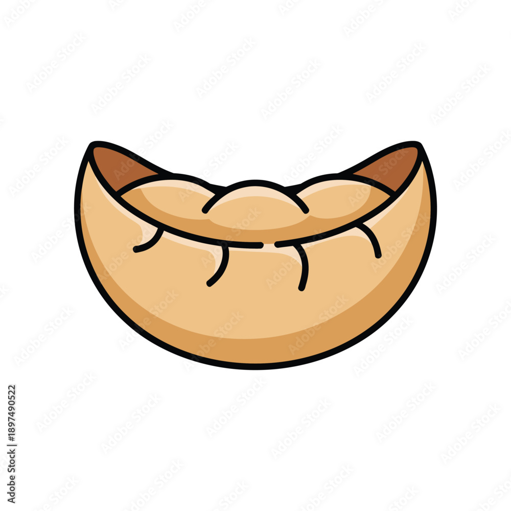 Fototapeta premium A cartoon illustration of a smiling fortune cookie on a white background
