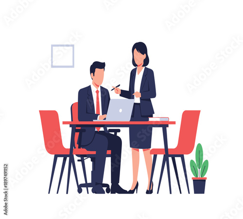 Professional Business Character Illustration for Corporate Partnership Concept
