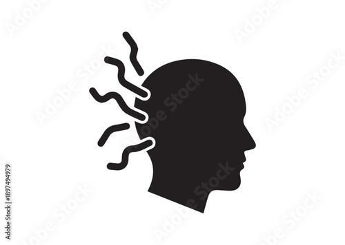 Stress Icon, Editable Solid Vector Illustration