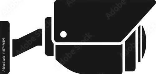 Surveillance camera icon black silhouette on transparent background vector illustration.