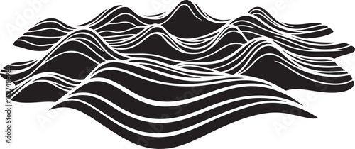 Black and white abstract wavy lines illustration design element