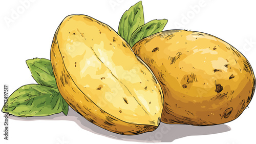 Cute Potato Cartoon Style Vector Illustration for Designs and Projects