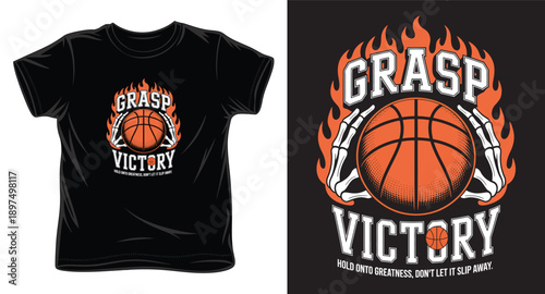 Underlined typography t-shirt design with geometric heart icon and motivational work ethic quote