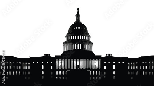 United States Capitol Building Black Silhouette Vector Art for Creative Projects