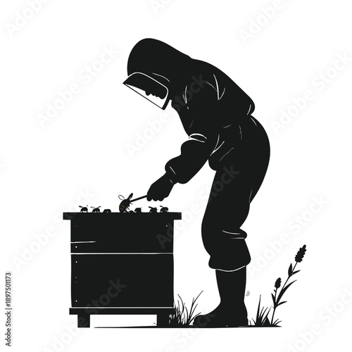 black silhouette of a Beekeeper 