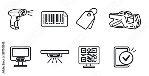 Barcode and qr code scanning devices and tags in retail technology