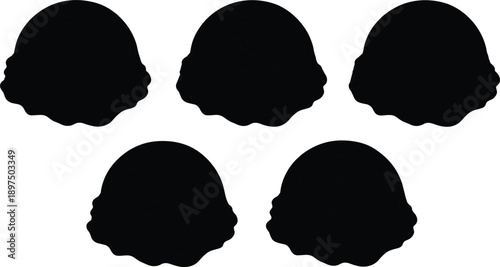 Ice Cream Scoop Silhouette Set Black Frozen Dessert Shapes Isolated on White Background Vector Illustration Collection