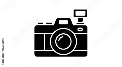 Simple black camera icon on white background.