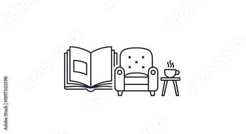 Cozy reading nook with armchair and side table.