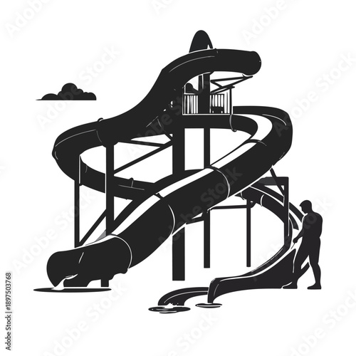 black silhouette of a Water Slide Engineer.