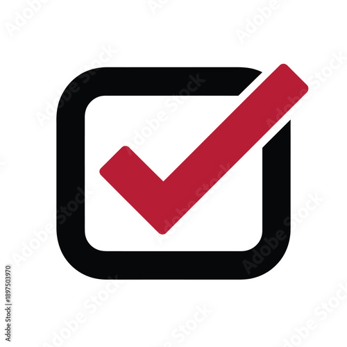 A simple black square outline containing a red checkmark symbol
