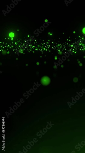 green particle system slow motion animation. abstract motion graphics mobile phone background

