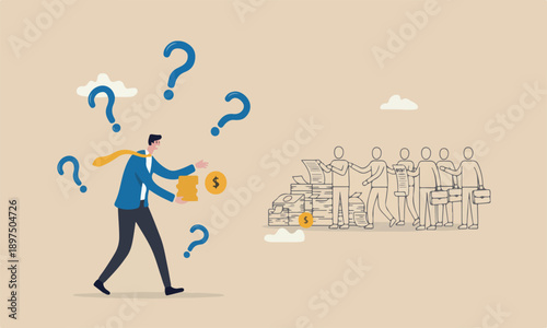 Living paycheck, fall problem, get monthly income to pay for debt and loan or monthly expense concept, exhausted businessman salary man get dollar coin and pay it for creditor debt