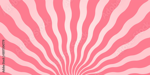 Candy color sunburst background. Abstract pink cream sunbeams design wallpaper. Colorful spinning lines for template, banner
